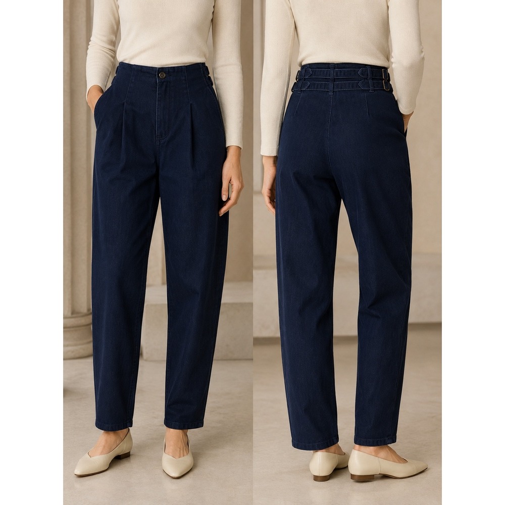Liu Jo Milano Denim Office Siren Trouser Womens 28 High Waist Pleated Cinch Back